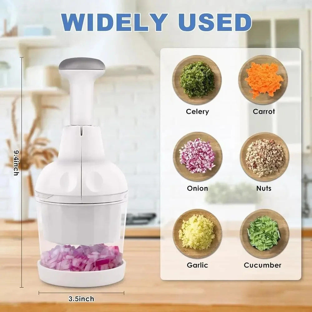 Pampered Chef Food Chopper 2585 Manual Processor Rotating Blades Cover Stainless